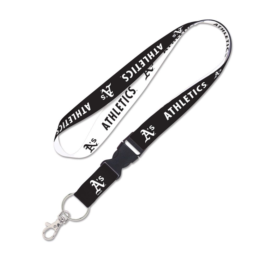 Athletics Lanyard w/detachable buckle 1" - Black/White