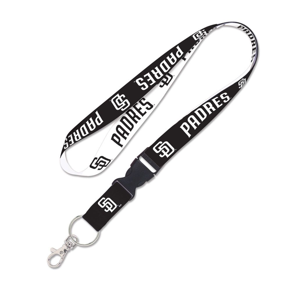 San Diego Padres Lanyard w/detachable buckle 1" - Black/White