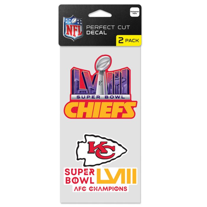 AFC CHAMPIONS KANSAS CITY CHIEFS PERFECT CUT DECAL SET OF TWO 4"X4"