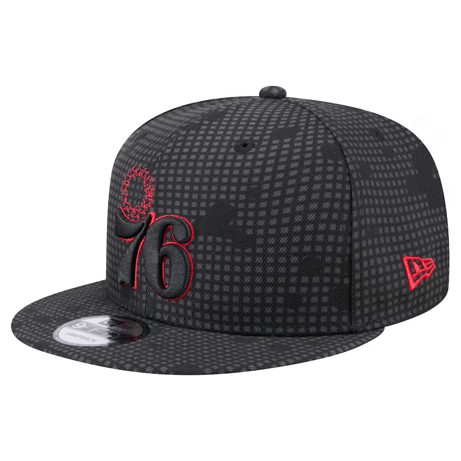 Philadelphia 76ers New Era Midnight Ink Pop Outline 9FIFTY Snapback Hat - Black