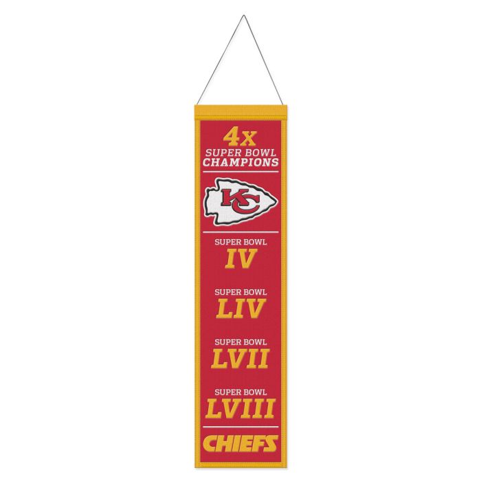 Kansas City Chiefs Super Bowl Champions Wool Banner 8" x 32"