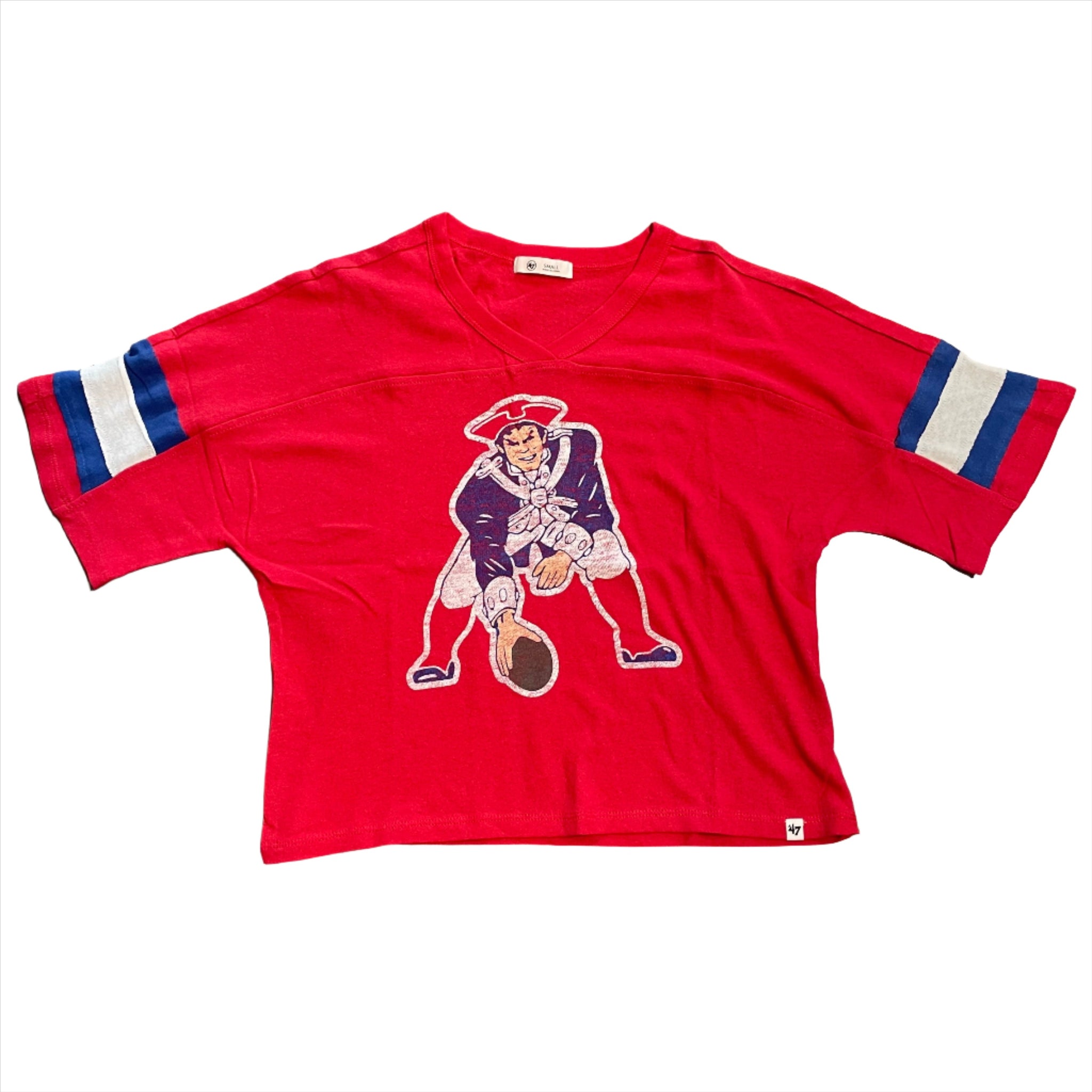 New England Patriots Historic Flint Double Header Women's Crop Tee