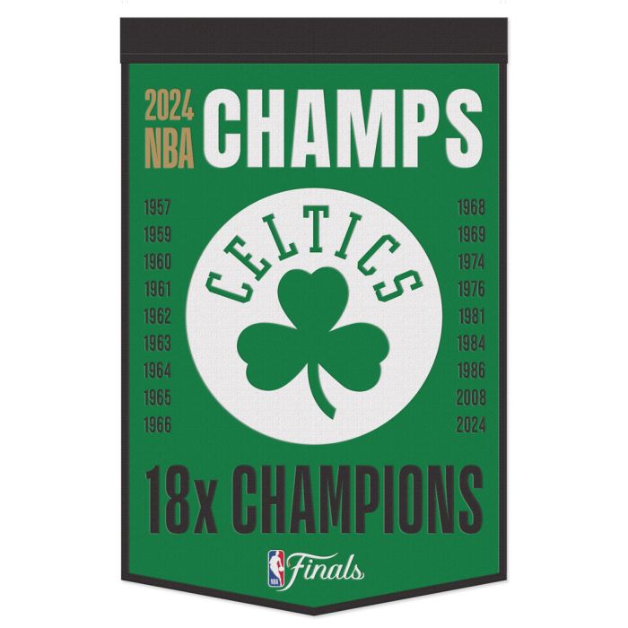 Boston Celtics World Champions NBA Champ Wool Banner 24" x 38"