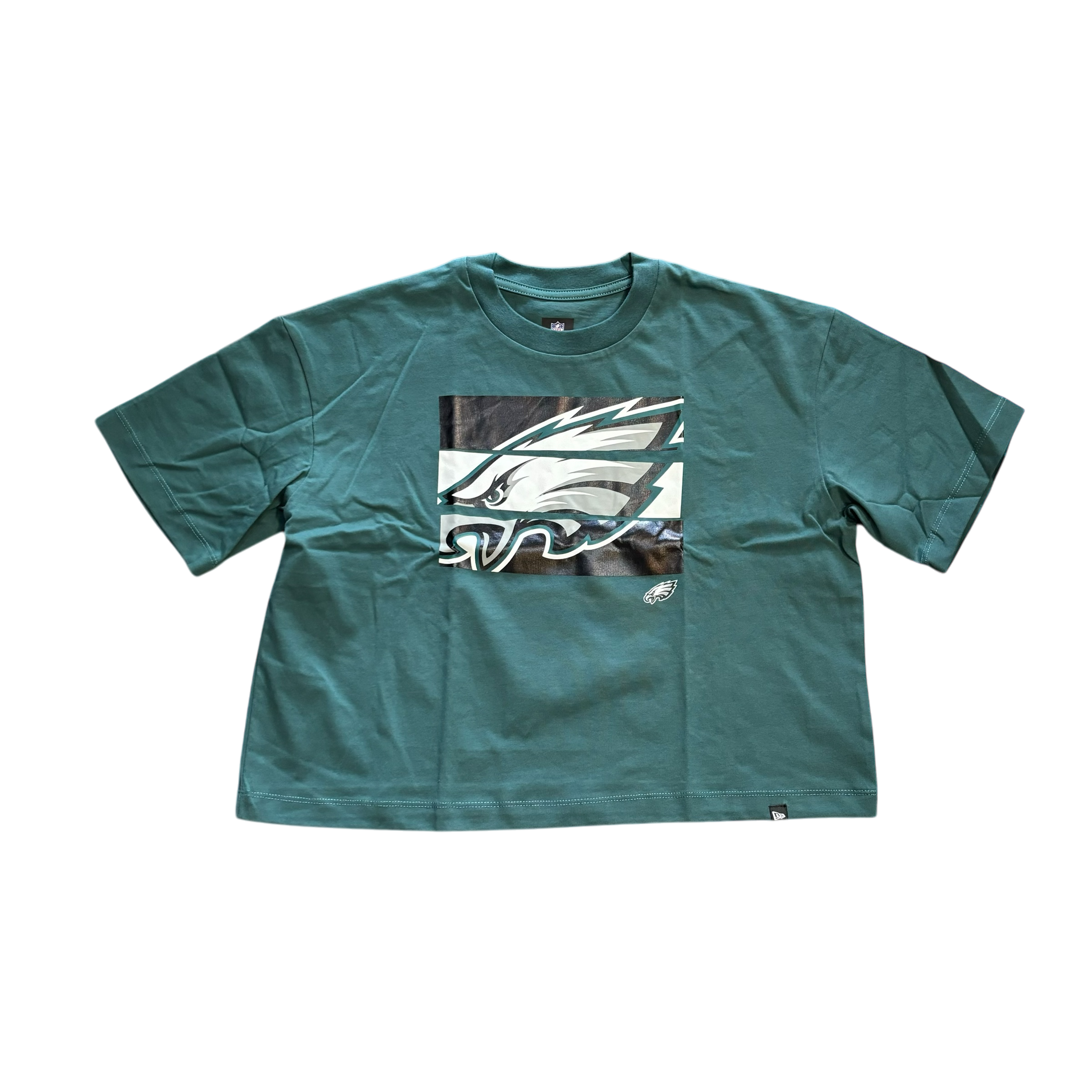 Philadelphia Eagles Women's NE Primary Logo Foil Crew SS Crop Tee