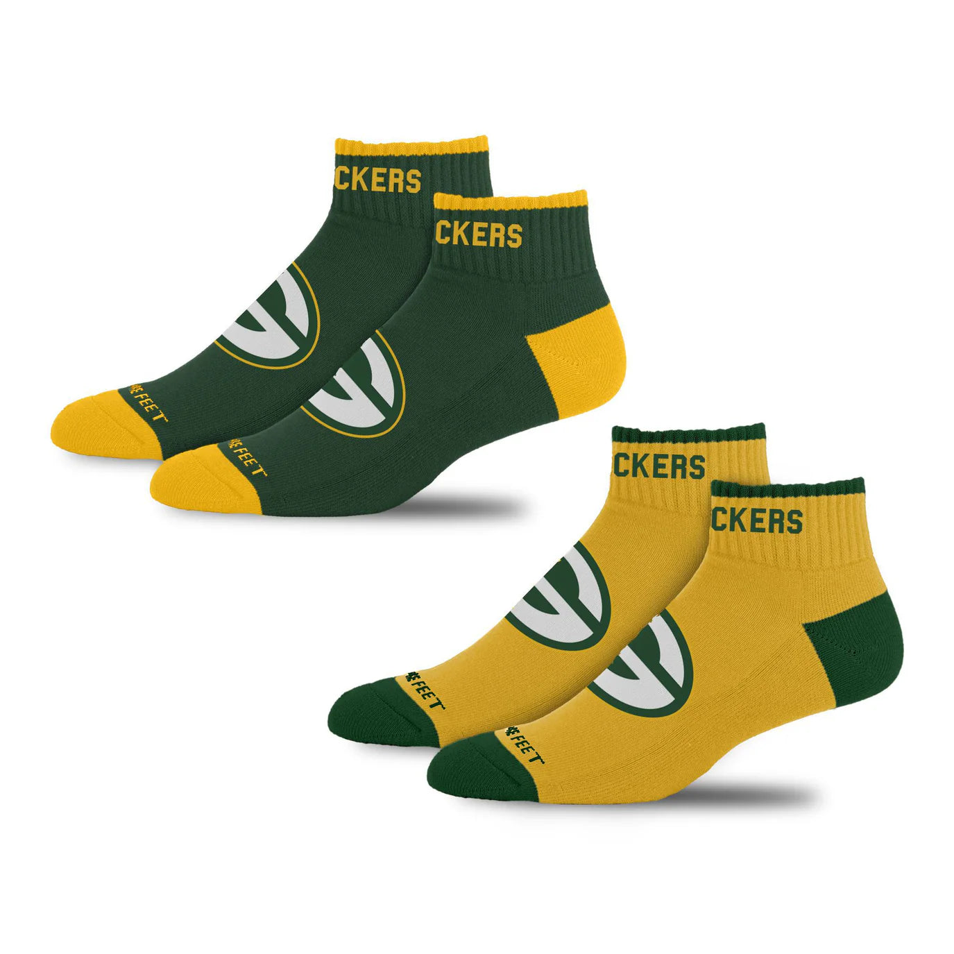 Green Bay Packers Front and Center Socks - 2 Pack