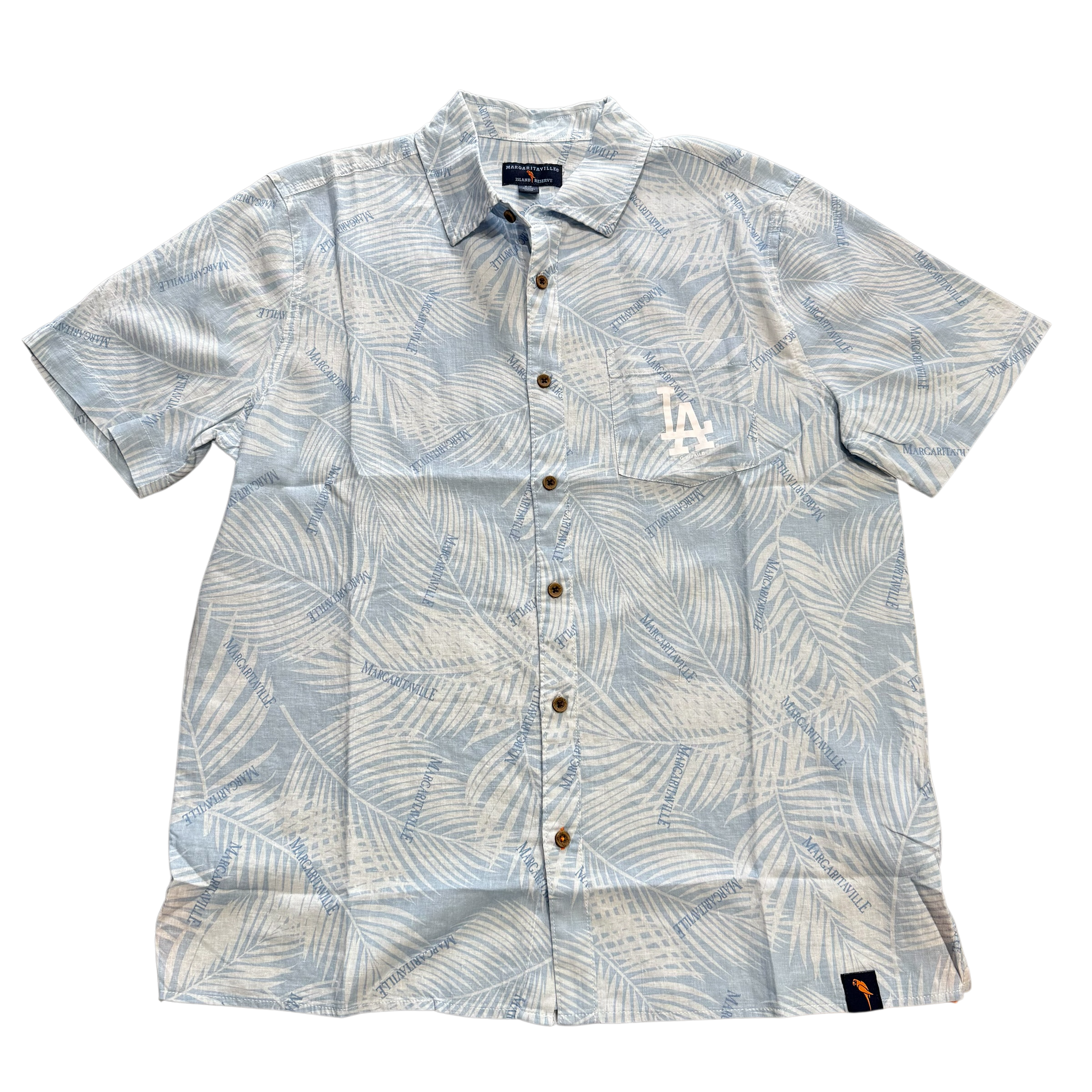 Los Angeles Dodgers Men's Margaritaville Palm Tree Woven Button Up Shirt