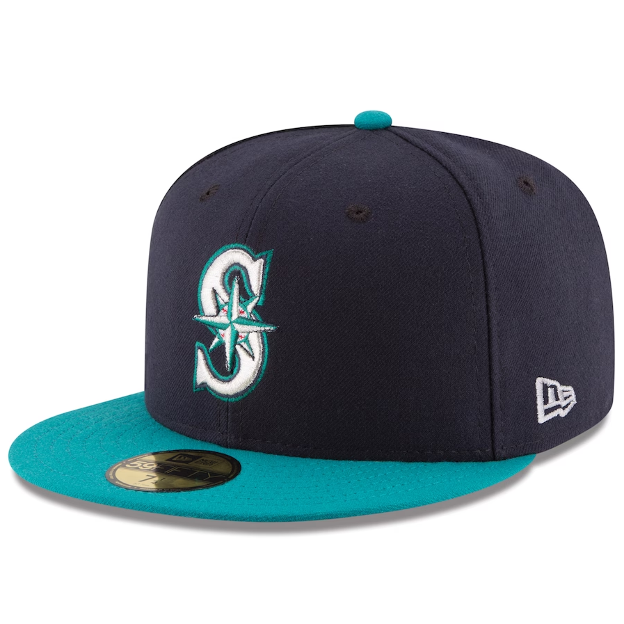 Seattle Mariners New Era Alternate Authentic Collection On Field 59FIFTY Fitted Hat - Navy/Aqua