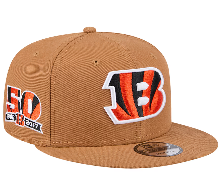 Cincinnati Bengals New Era Color Pack 9FIFTY Snapback Hat with Side Patch - Tan