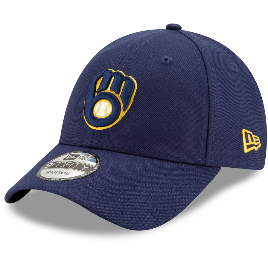 Milwaukee Brewers New Era 9FORTY Game The League Navy Adjustable Hat