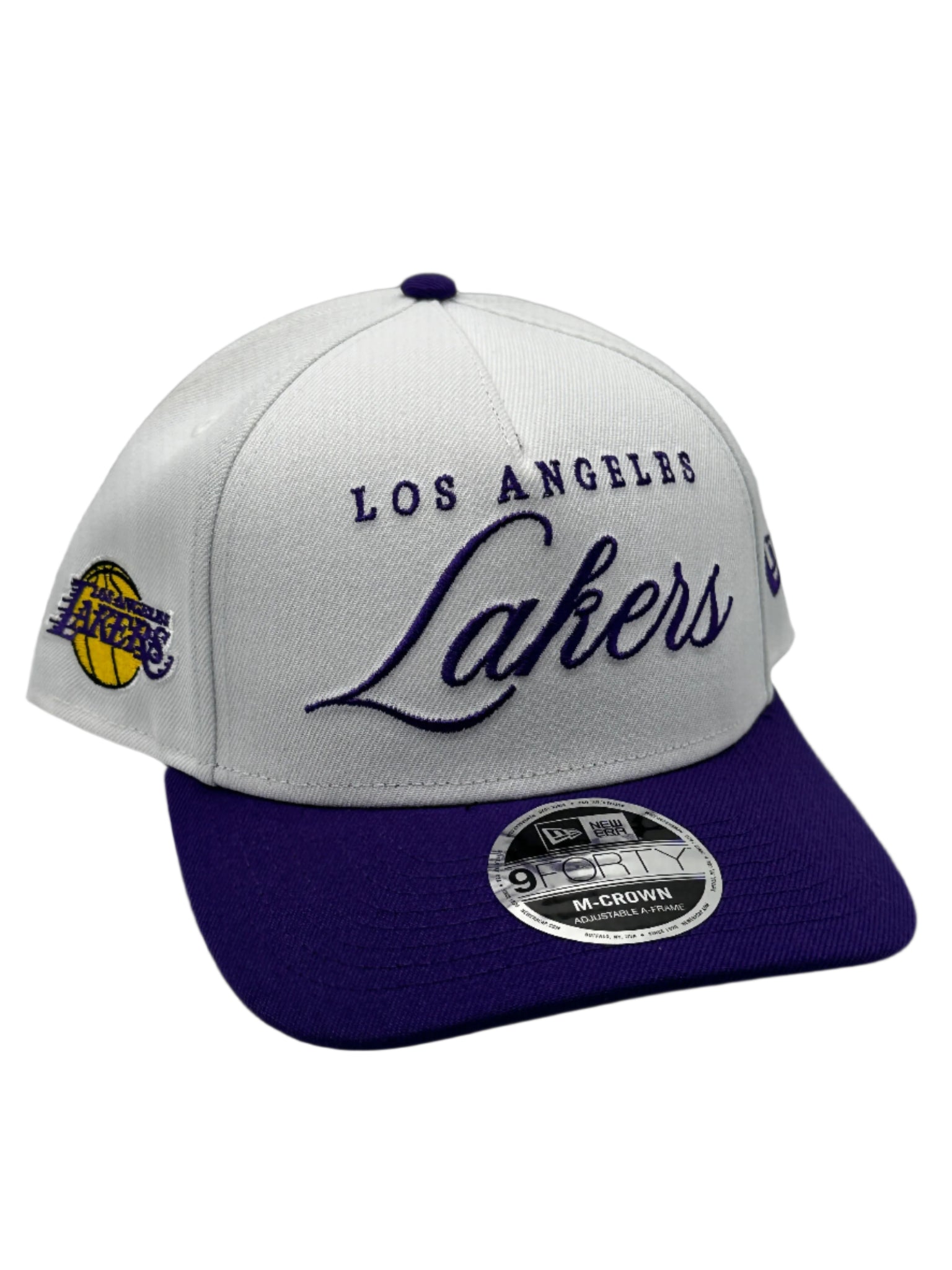 Los Angeles Lakers NBA 2025 Draft Men's New Era 9FORTY M-Crown Adjustable A-Frame Hat - White/Purple ***