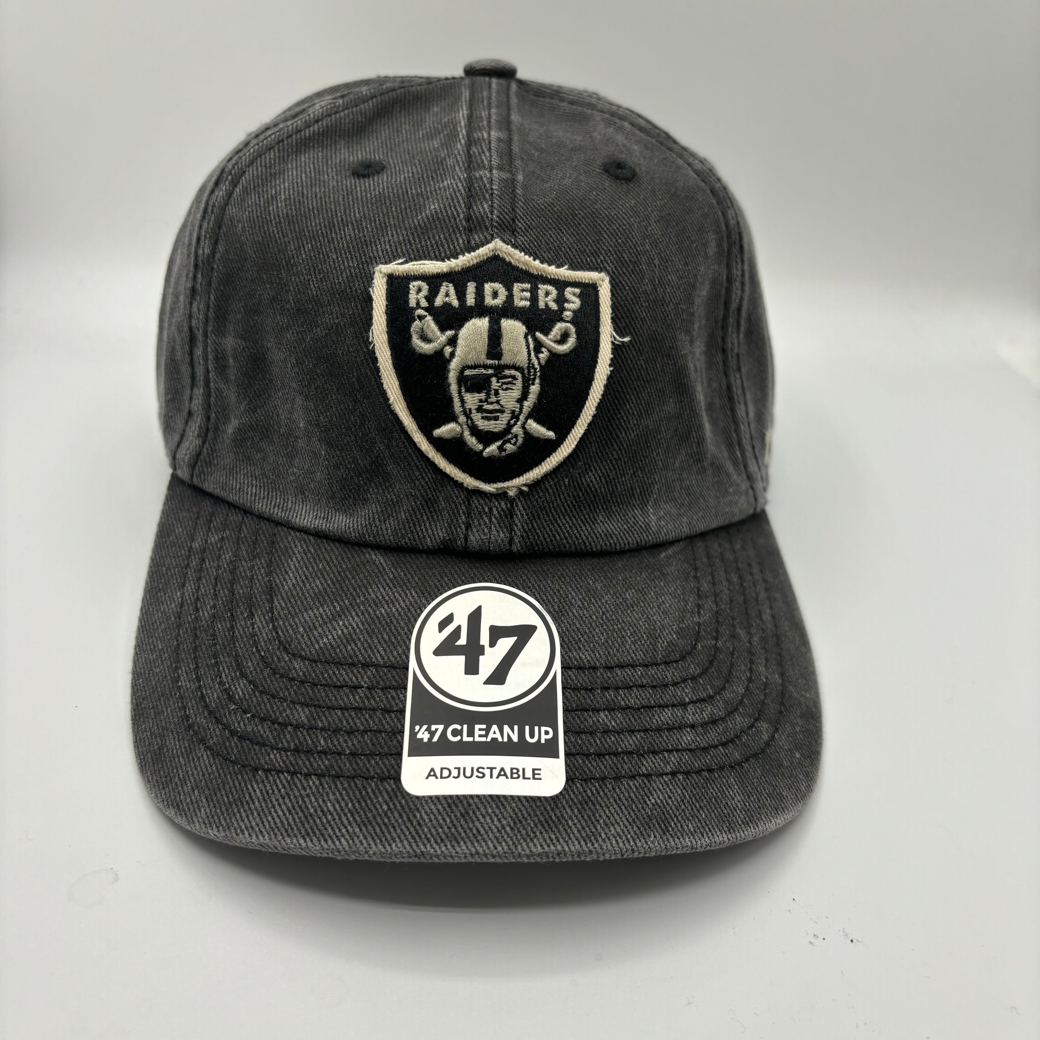 Las Vegas Raiders Black Denim Clean Up Adjustable Hat