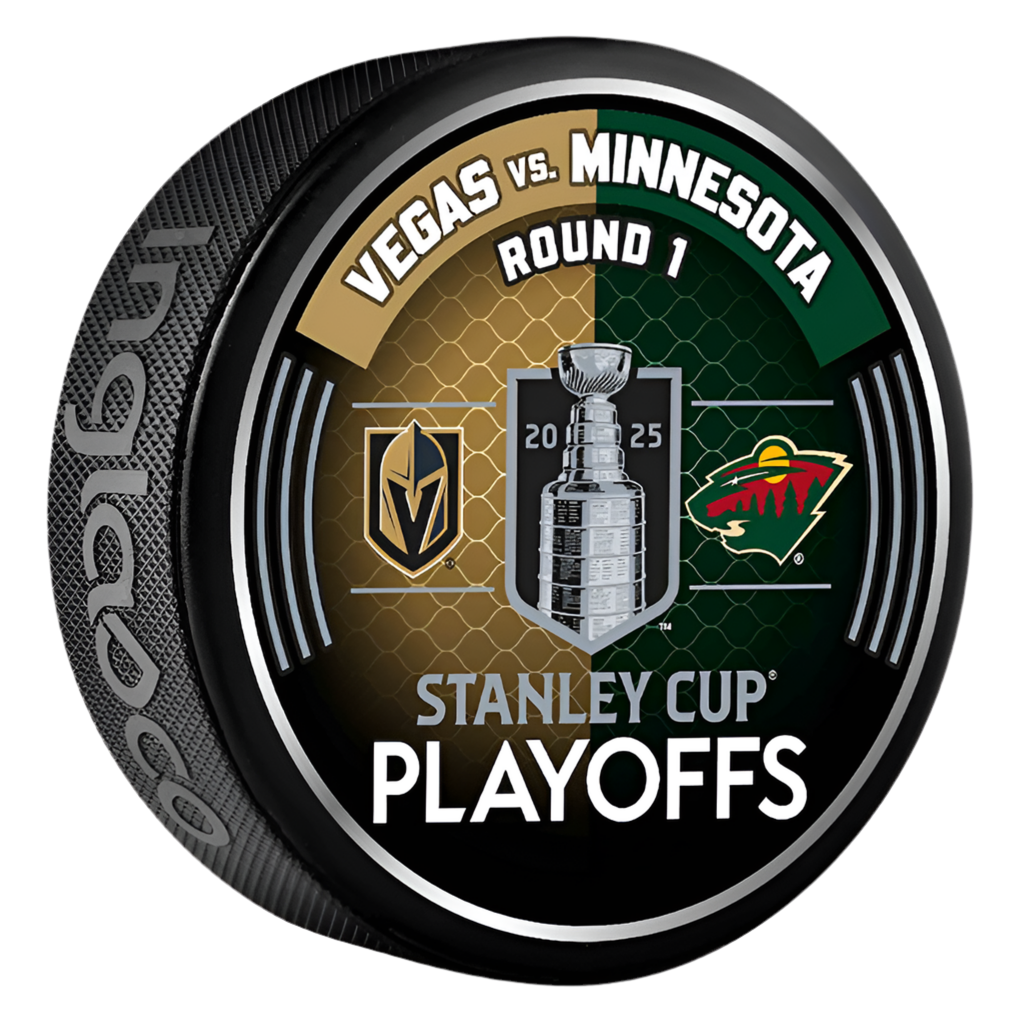 Vegas Golden Knights Vs. Minnesota Wild 2025 NHL Playoffs Round 1 Dueling Collectible Puck