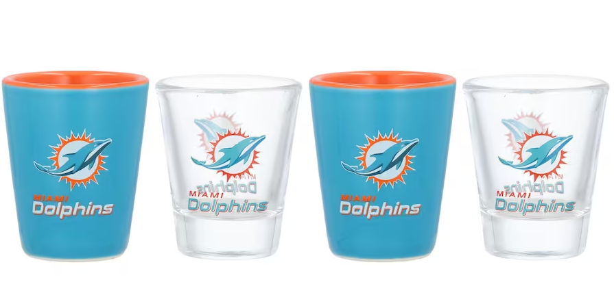 Miami Dolphins Four-Pack Shot Glass Set