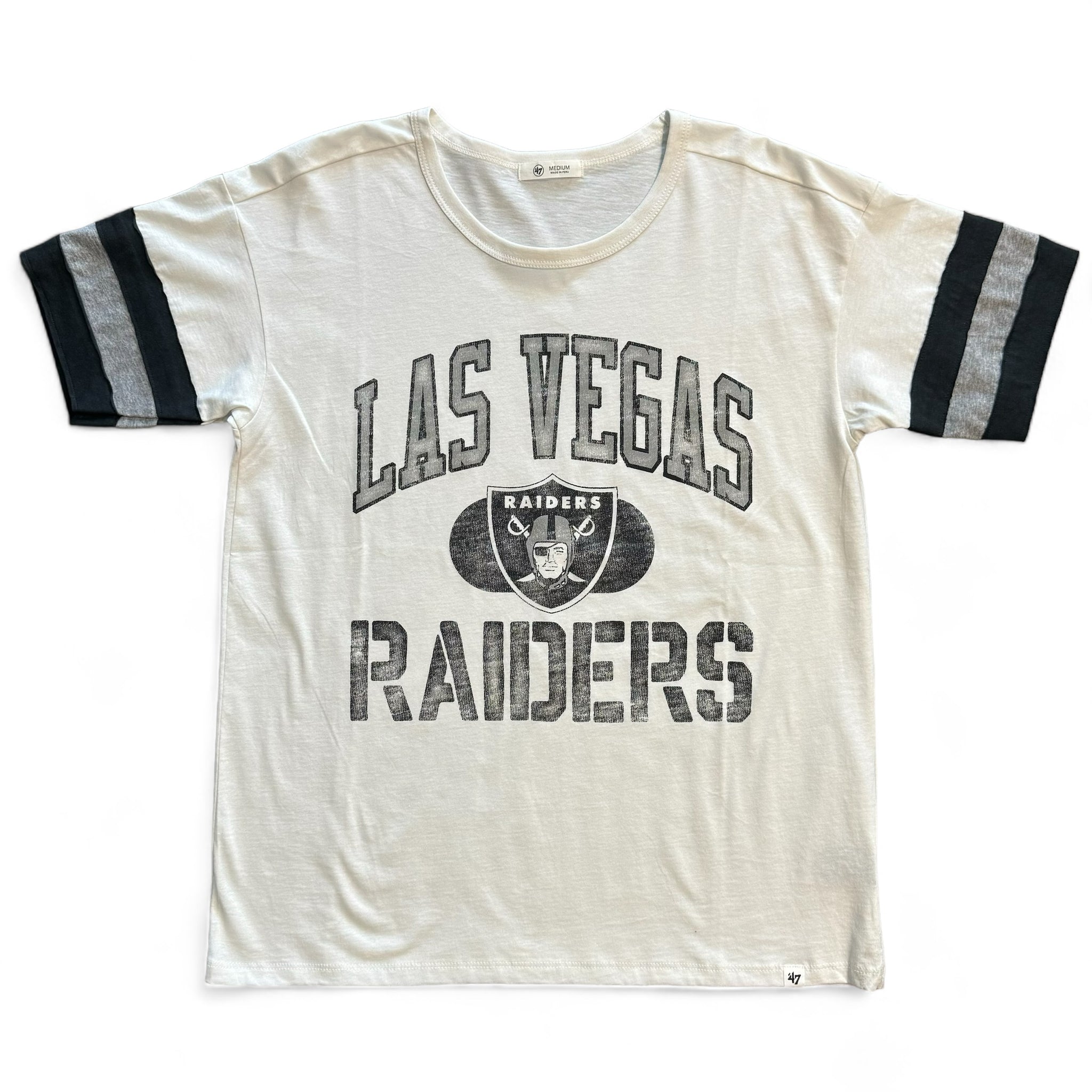 Las Vegas Raiders '47 Women's Sandstone Striped Sleeve T-Shirt
