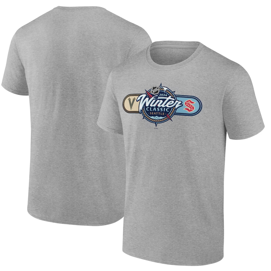 NHL Multi-Team Fanatics Branded Seattle Kraken vs. Vegas Golden Knights 2024 NHL Winter Classic Matchup T-Shirt - Heather Gray