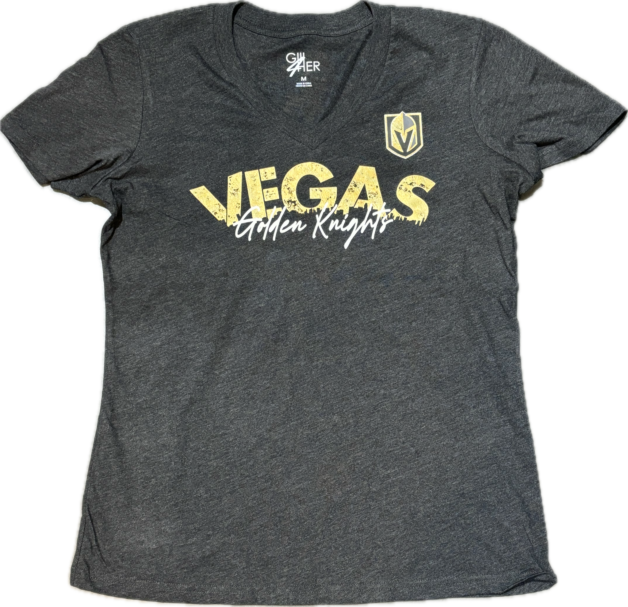 Vegas Golden Knights Women's Skyline Wordmark V-Neck Tee