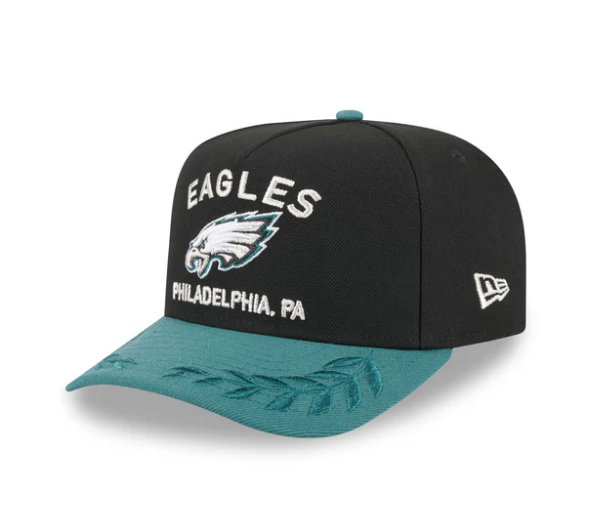 Philadelphia Eagles 2025 NFL Draft New Era 9FIFTY A-Frame Snapback Hat - Black/Midnight Green