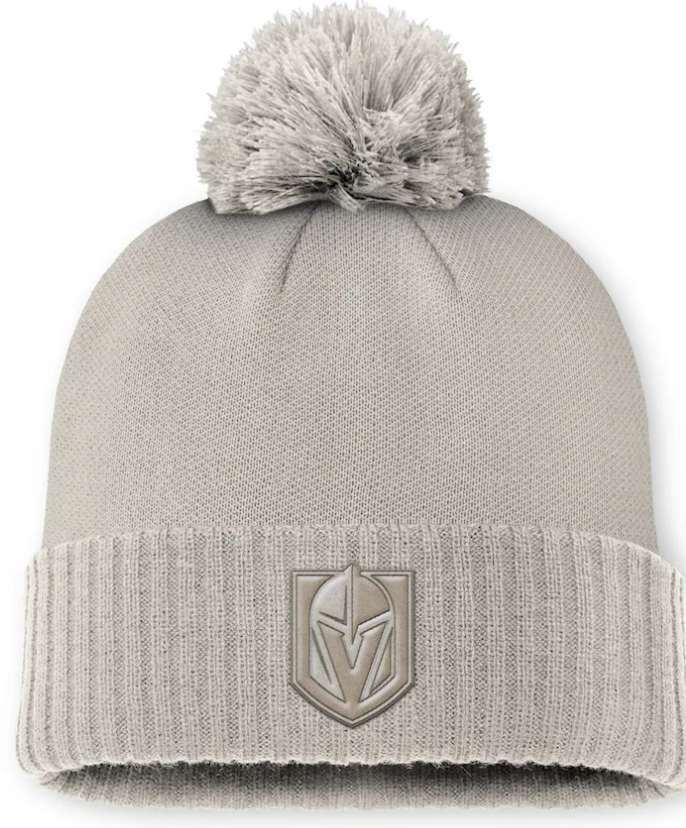 Vegas Golden Knights Fanatics Women's Tan Authentic Pro Road Cuffed Knit Hat with Pom