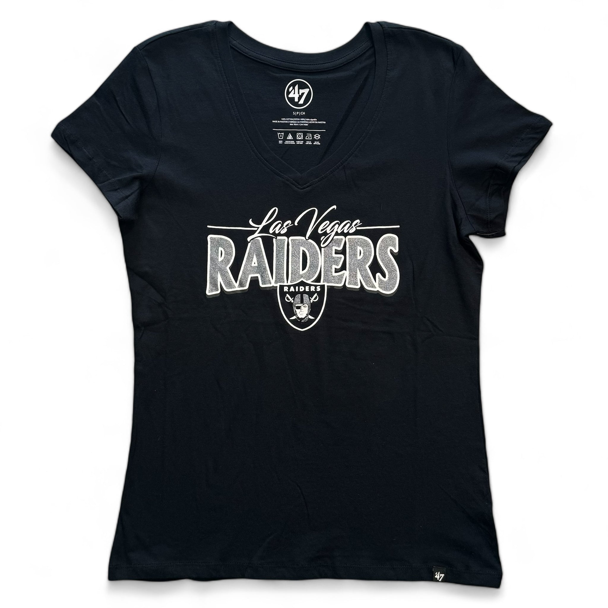Las Vegas Raiders Women's Glitter Block Shirt - Black