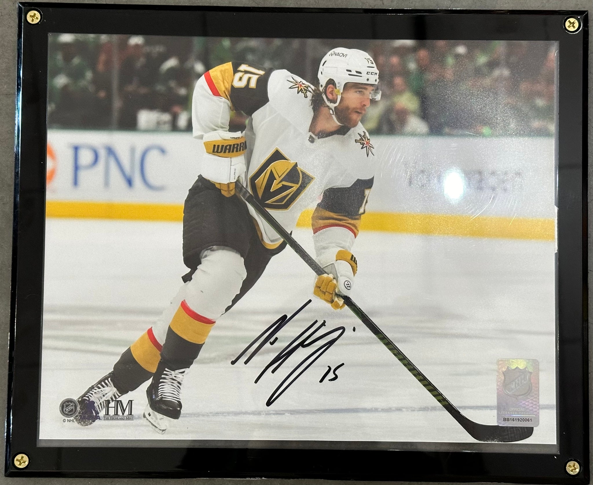 Noah Hanifin Signed Away Jersey 8x10 Photo in Case