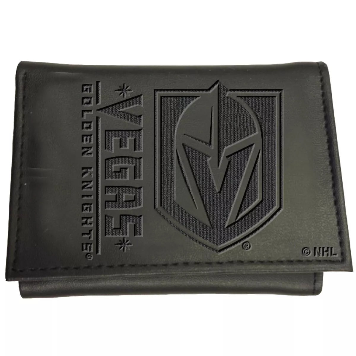 Vegas Golden Knights Black Leather Trifold Wallet Officially Licensed with Gift Box