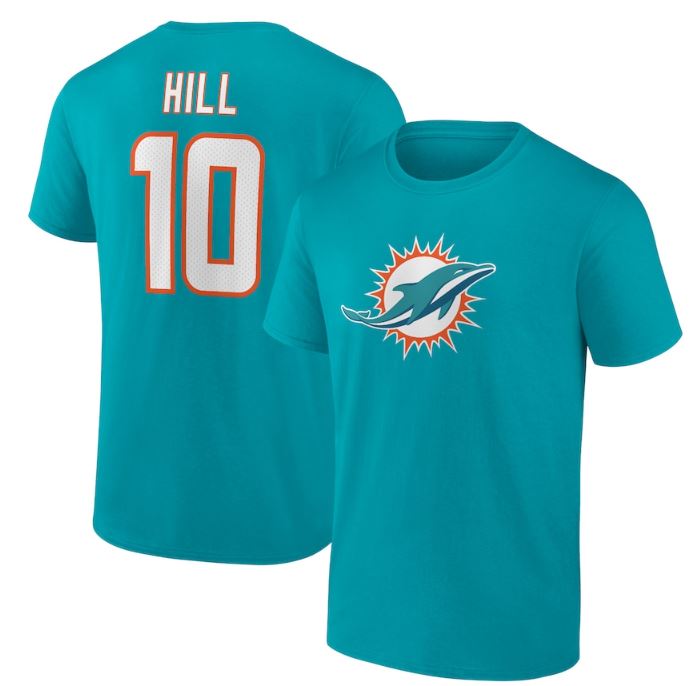 Tyreek Hill Miami Dolphins Fanatics Branded Player Icon Name & Number T-Shirt - Aqua