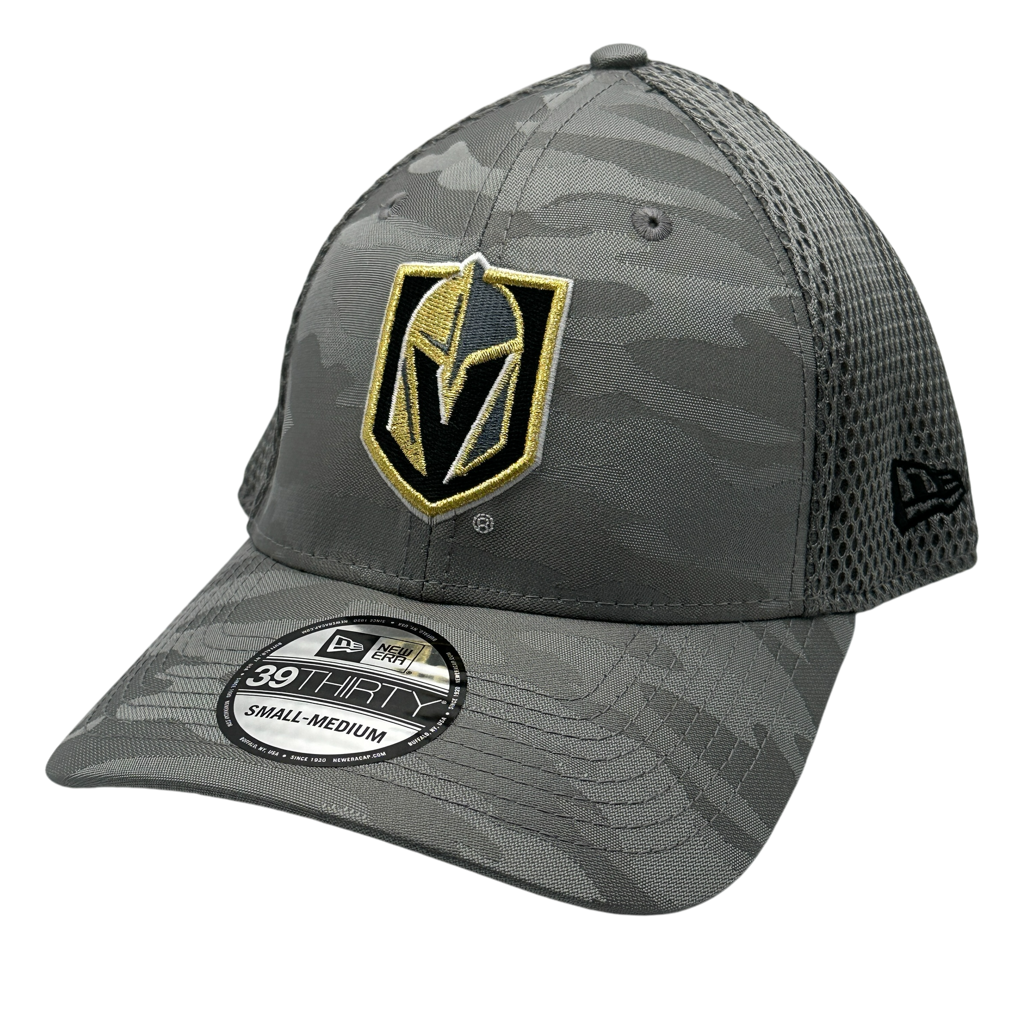 Vegas Golden Knights New Era Grey Camo Stretch Fit Mesh Back Hat