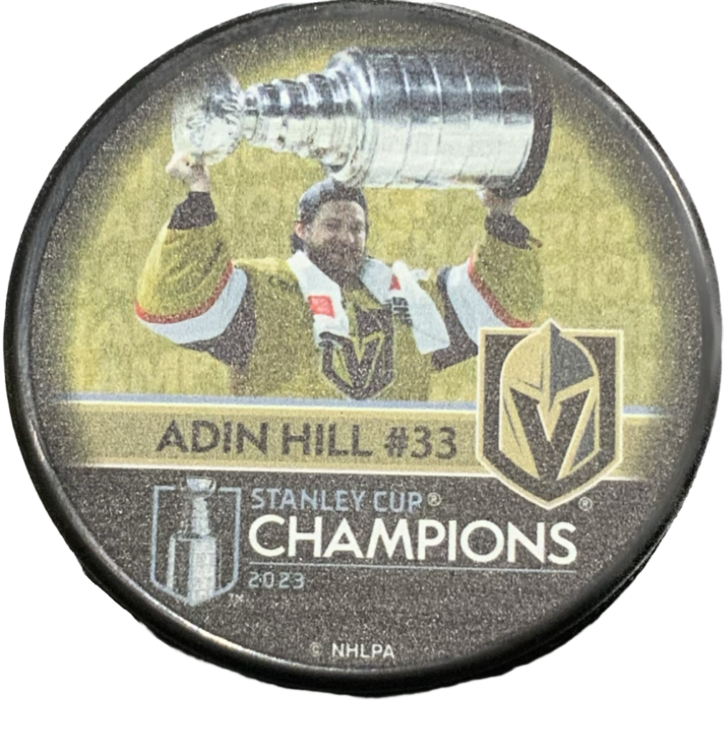 Vegas Golden Knights Adin Hill Hoisting the Cup Championships Puck