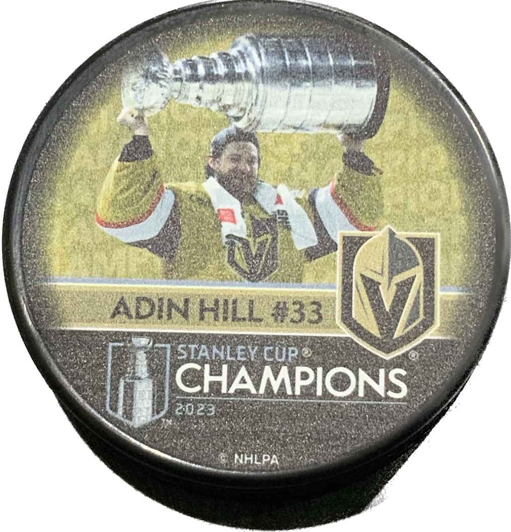 Vegas Golden Knights Adin Hill Hoisting the Cup Championships Puck