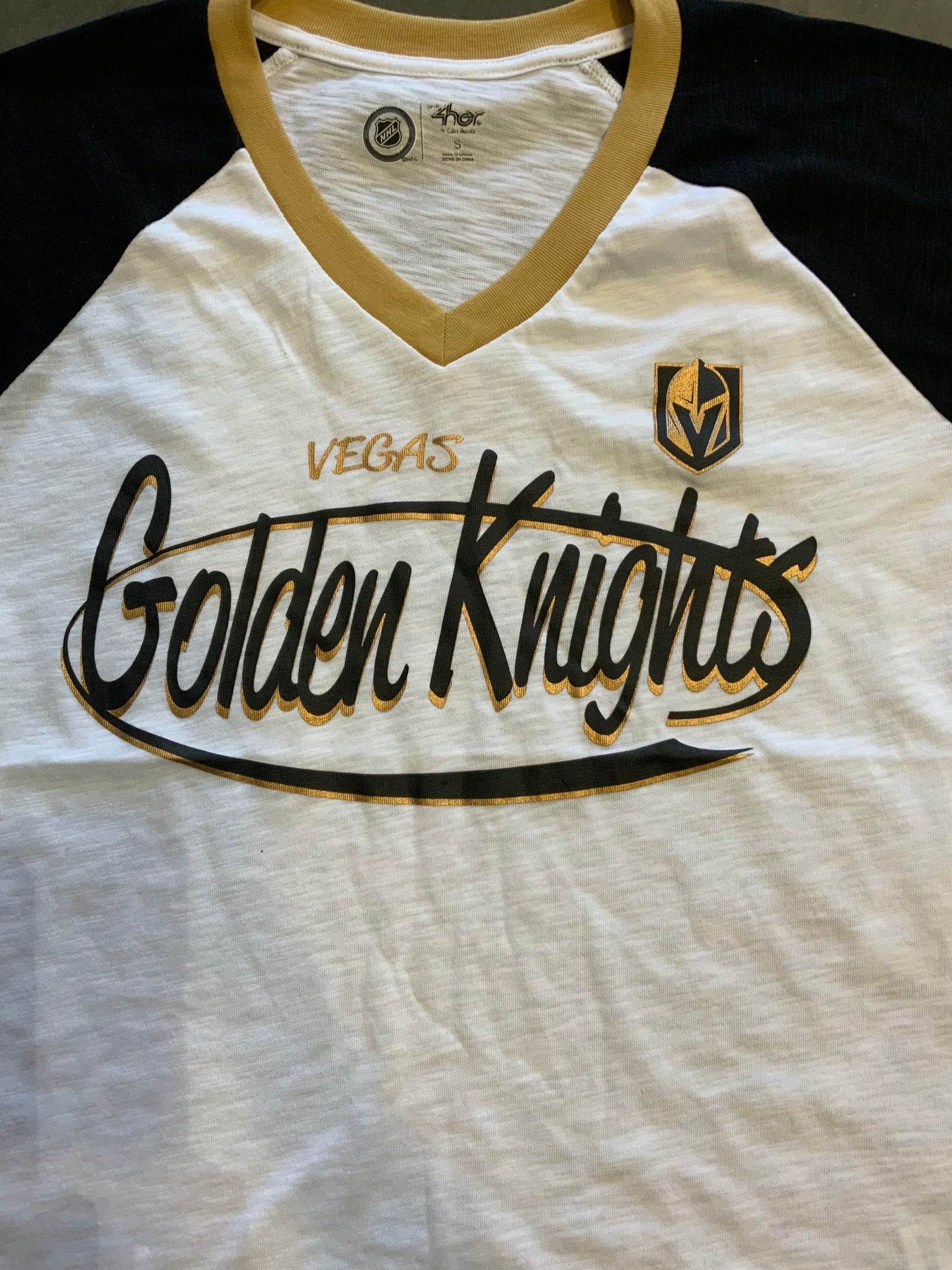 Vegas Golden Knights Women s Cursive Circle Script V Neck Shirt