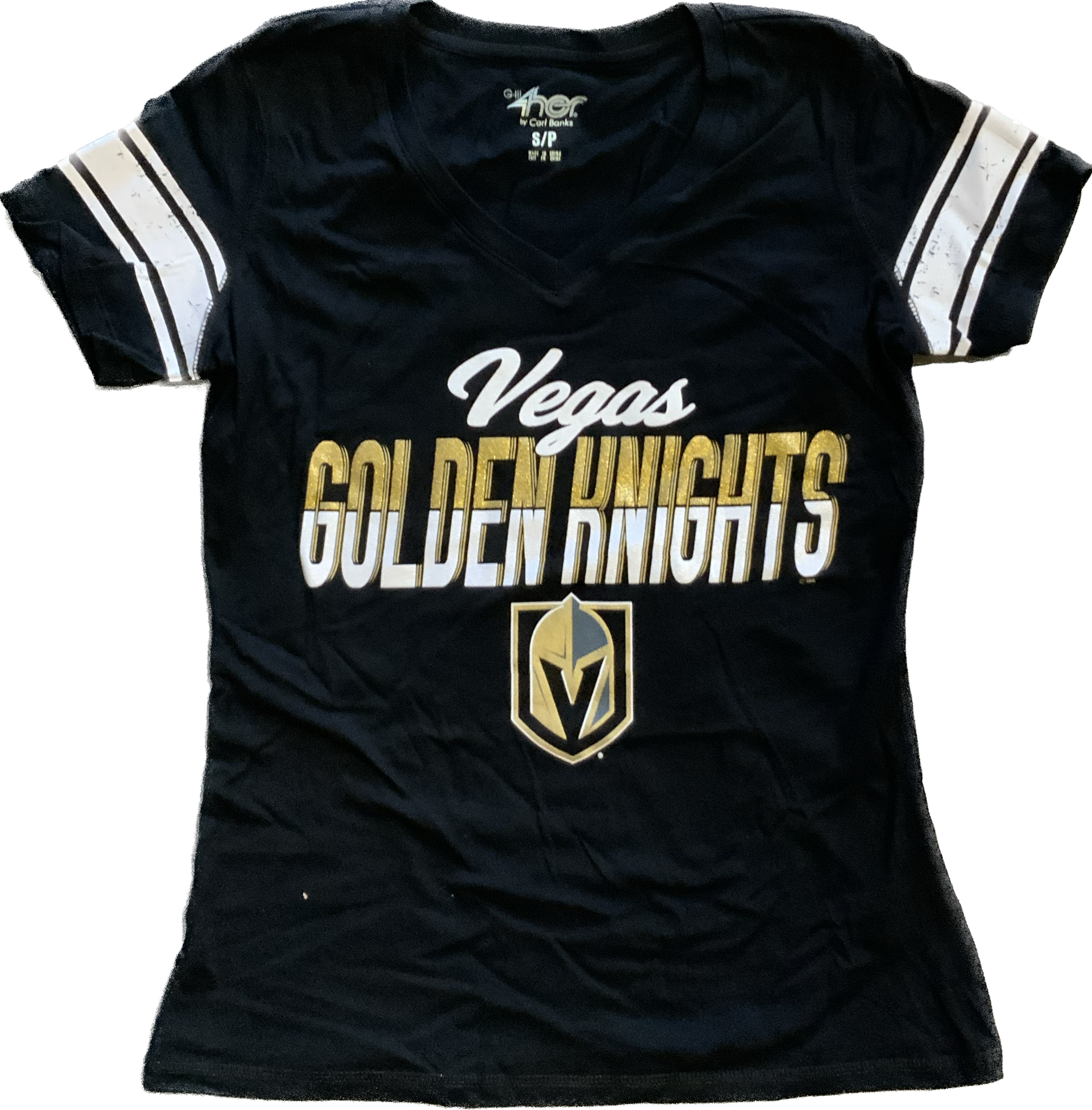 Vegas Golden Knights Women's Loud Black Striped Tee
