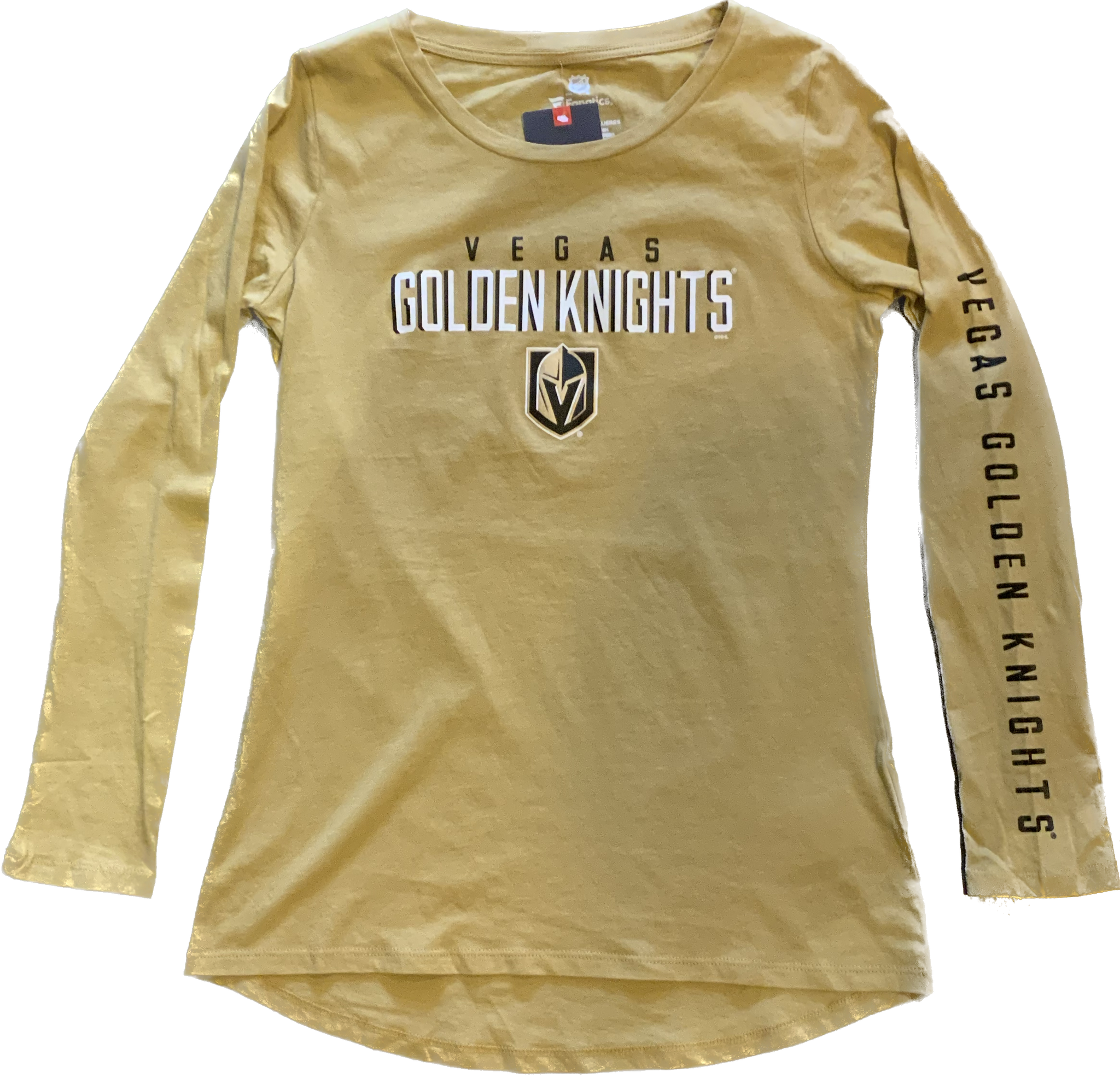 Vegas Golden Knights Women's Gold Wordmark Long Sleeve Shirt