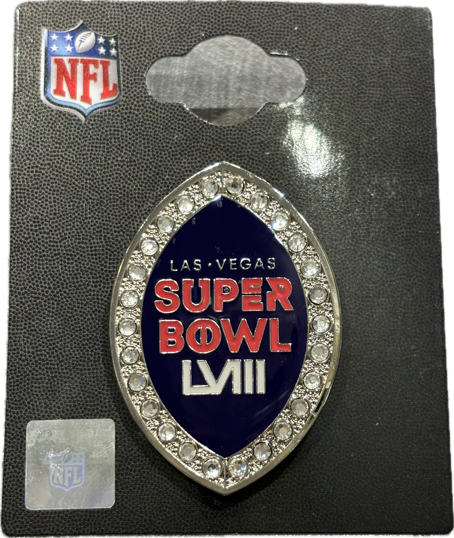 Las Vegas Super Bowl LVIII Rhinestone Football Logo Pin