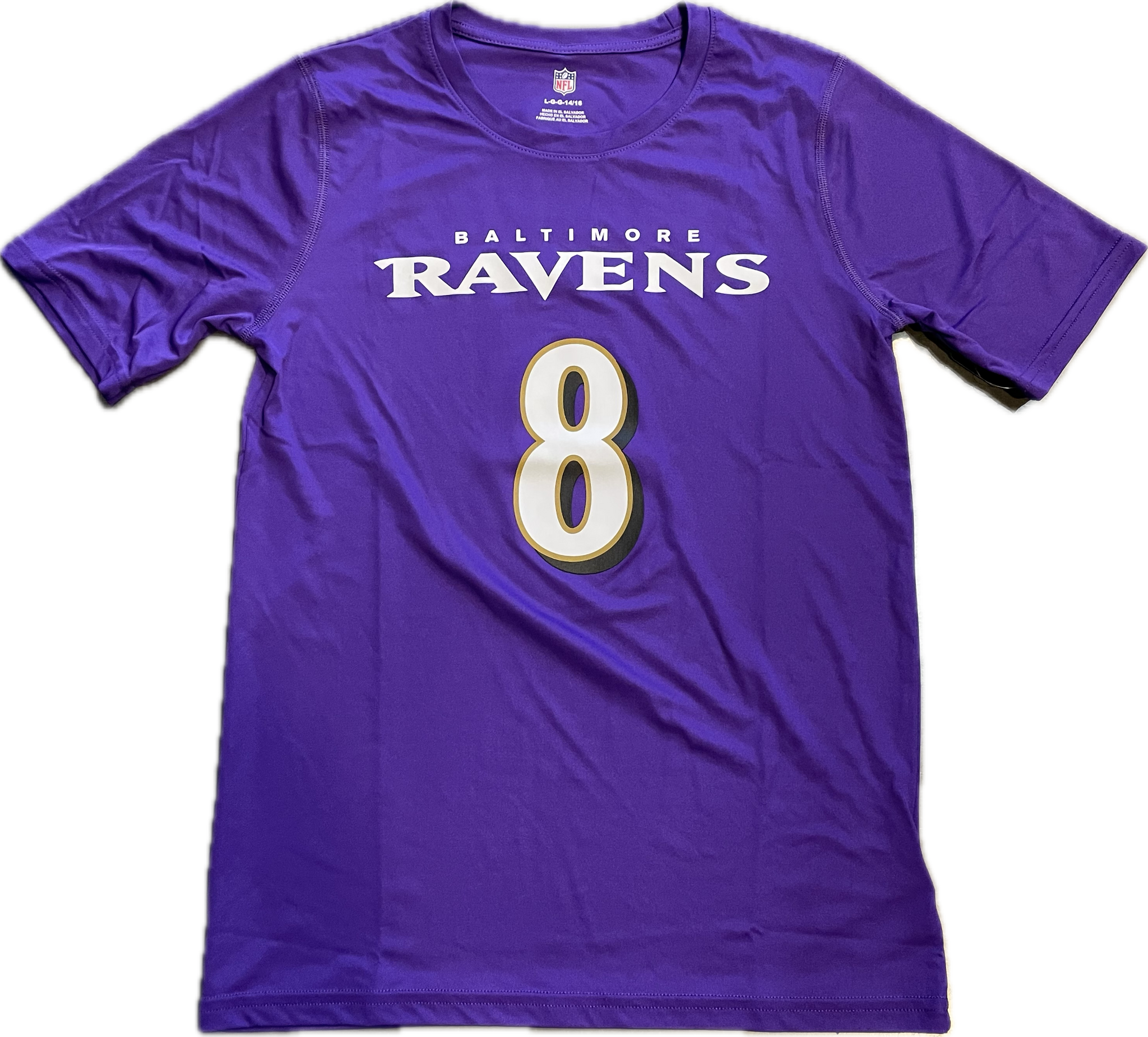 Baltimore Ravens Lamar Jackson Kids Mainliner Player Purple T-Shirt