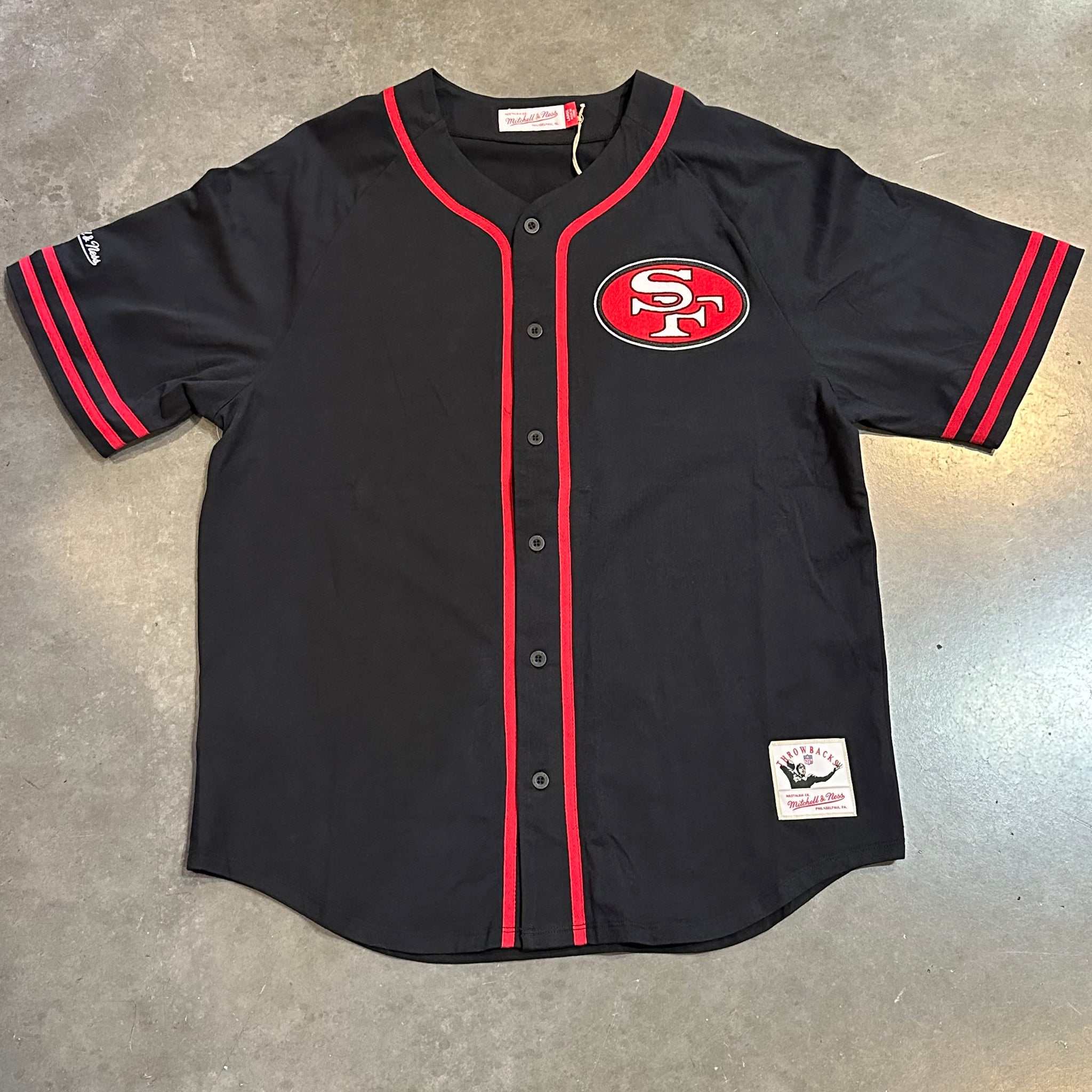 San Francisco 49ers Mitchell & Ness Baseball Style Jersey - Black
