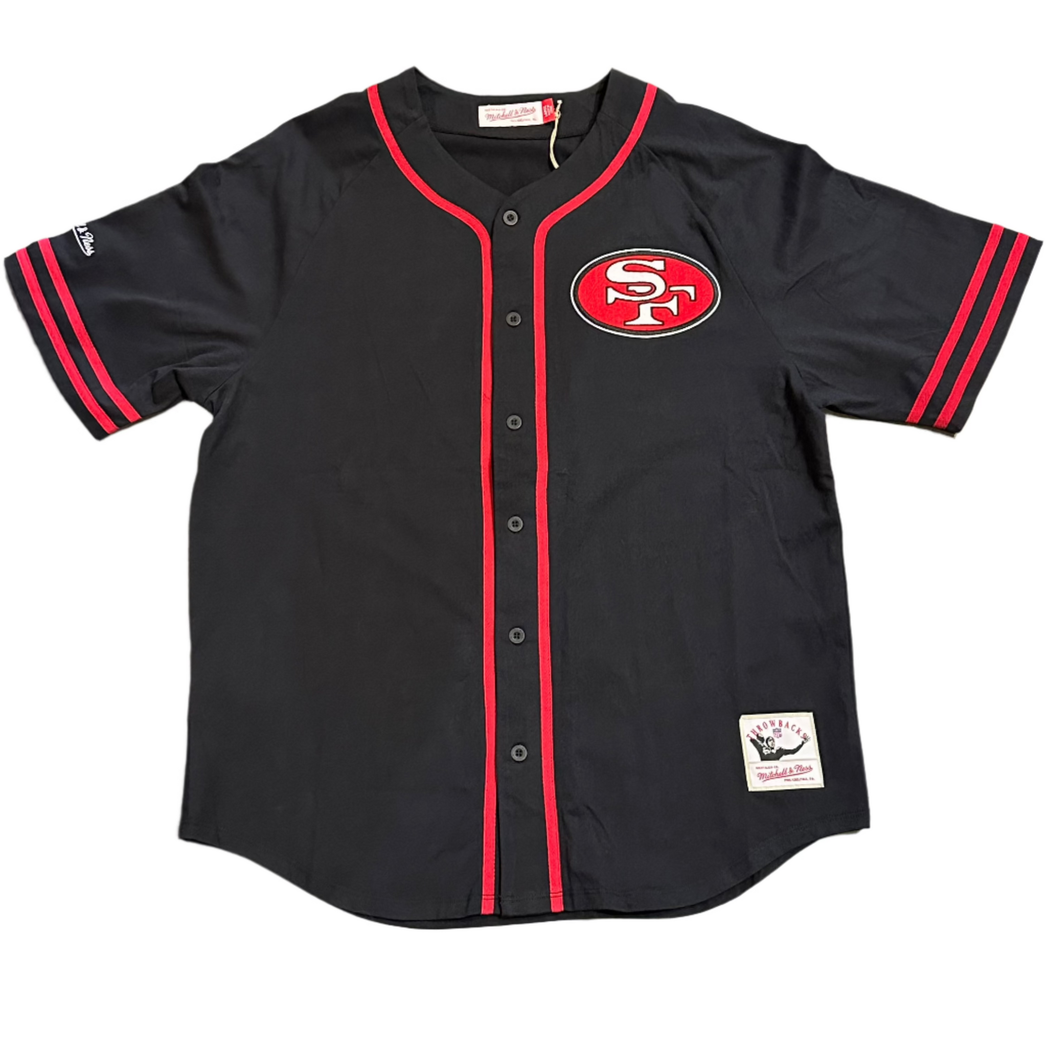 San Francisco 49ers Mitchell Ness Baseball Style Jersey Black Sports Town USA