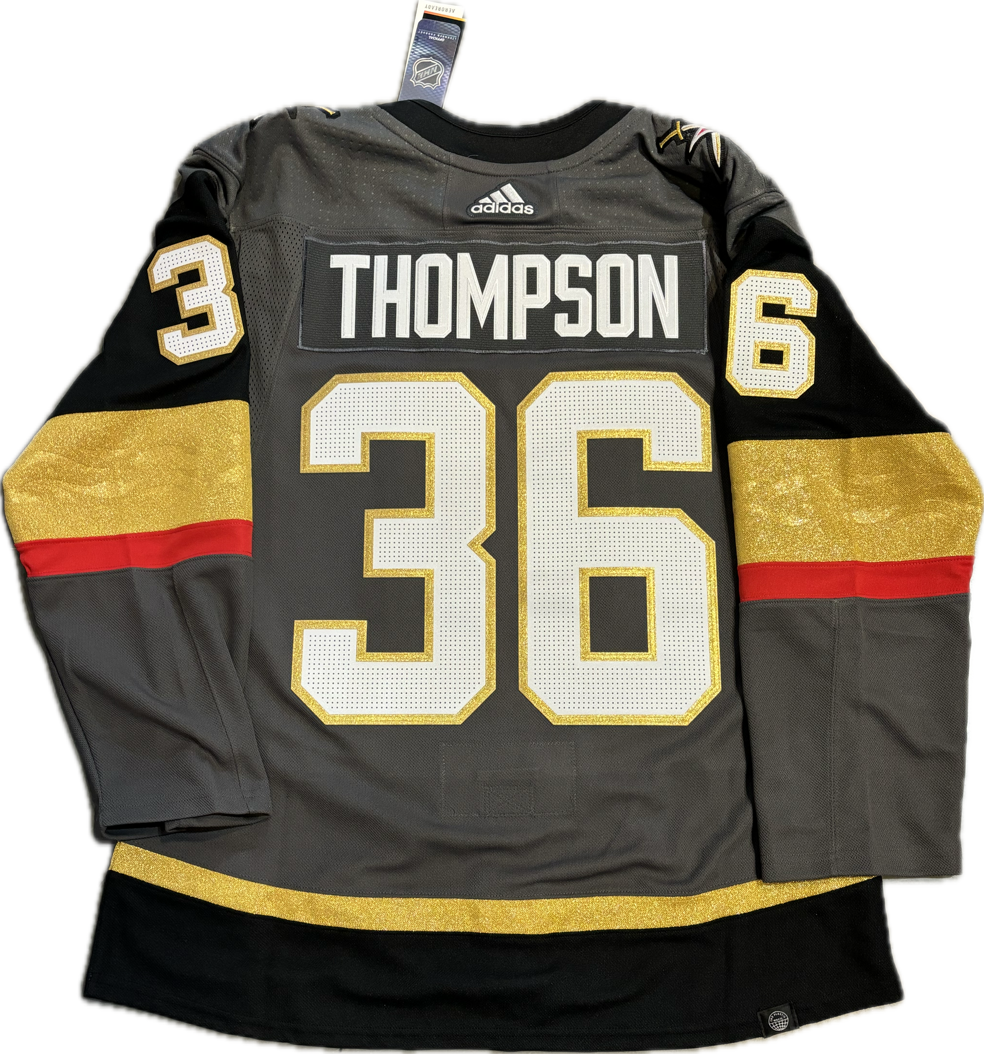 Vegas Golden Knights Logan Thompson #36 Men's Adidas Authentic Alternate Jersey - Gray ***