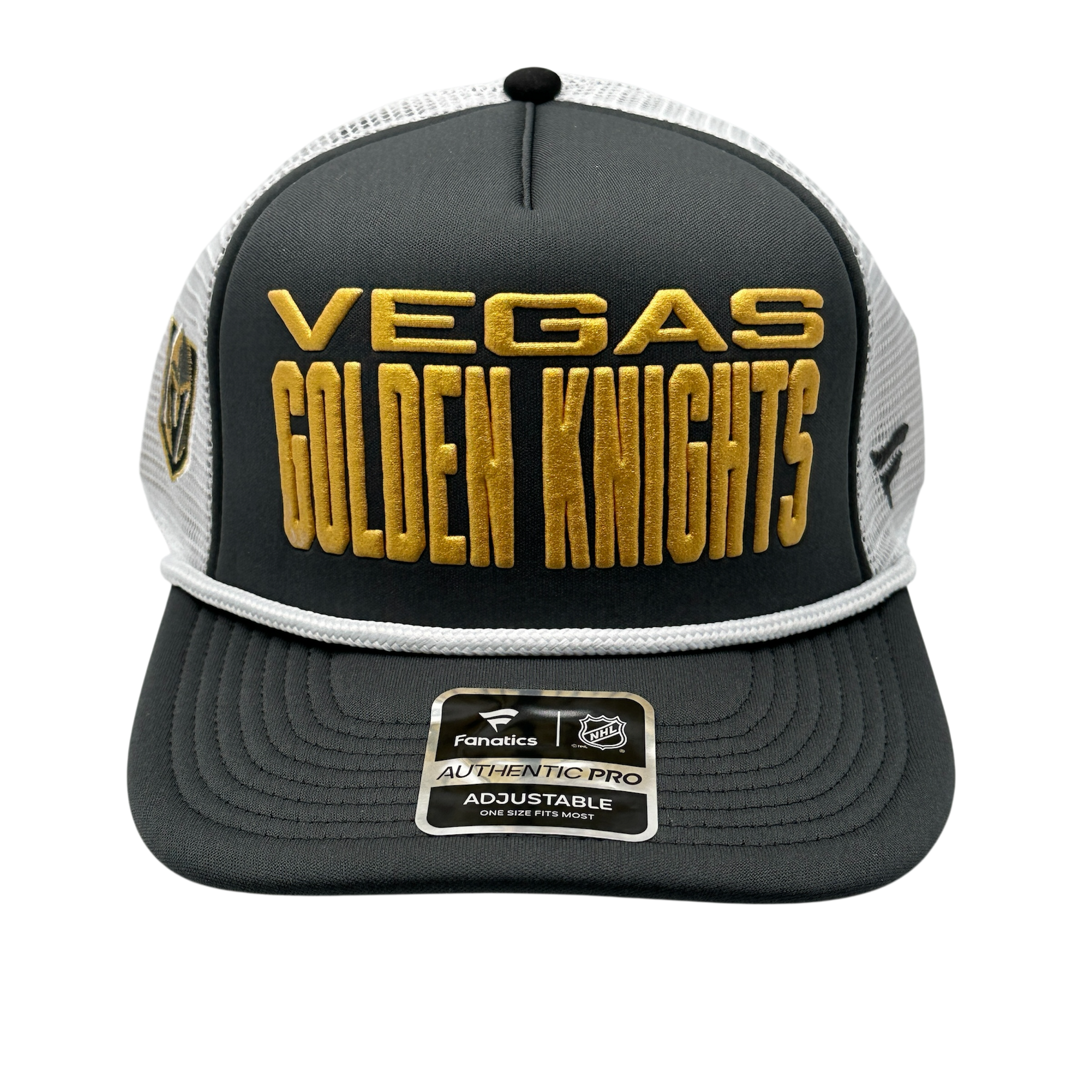 Vegas Golden Knights Fanatics Authentic Pro Rink Trucker With Rope Snapback Hat - Gray/White