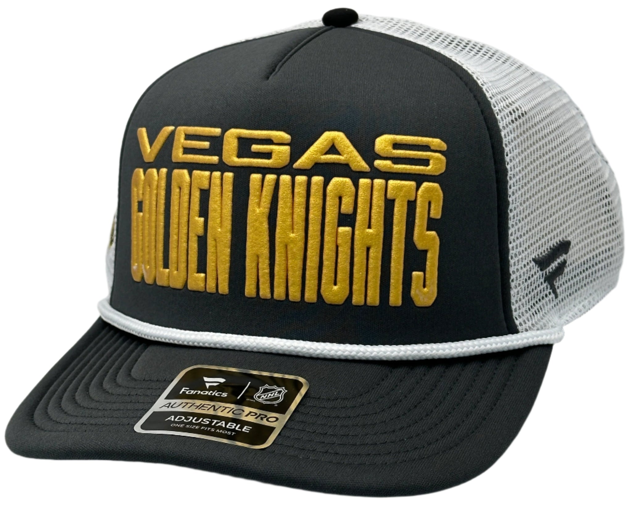 Vegas Golden Knights Fanatics Authentic Pro Rink Trucker Rope Snapback Hat 2025