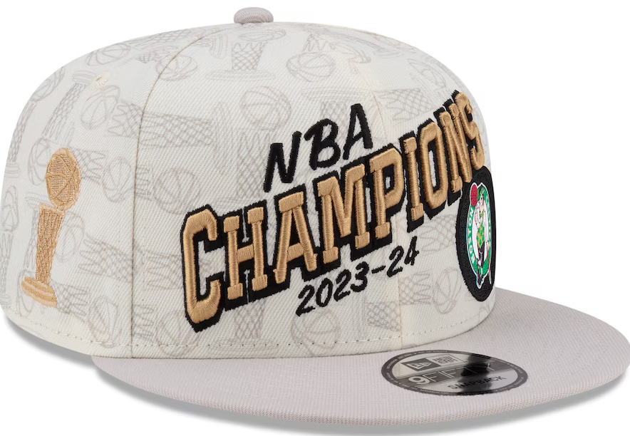 Boston Celtics New Era 2024 NBA Finals Champions Locker Room 9FIFTY Snapback Hat - Cream