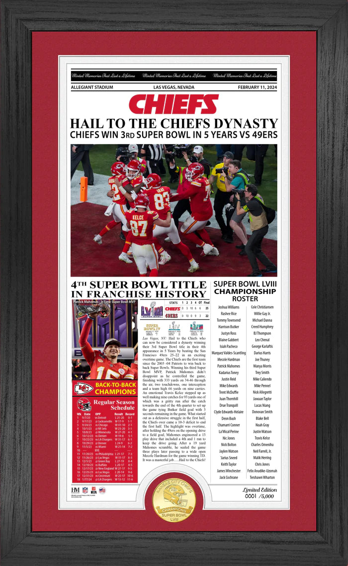 KANSAS CITY CHIEFS SUPER BOWL LVIII CHAMPIONS FRONT PAGE COVER BRONZE COIN PHOTO MINT
