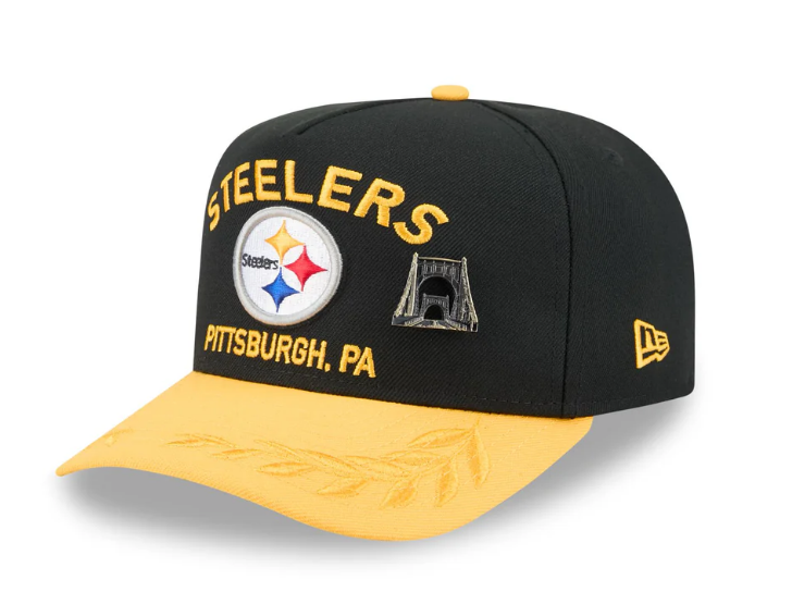 Pittsburgh Steelers 2025 NFL Draft New Era 59FIFTY A-Frame Fitted Hat w/ Pin - Black/Yellow