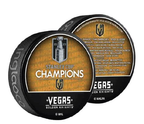 VEGAS GOLDEN KNIGHTS 2023 Stanley Cup CHAMPIONS 2 SIDED ROSTER PUCK