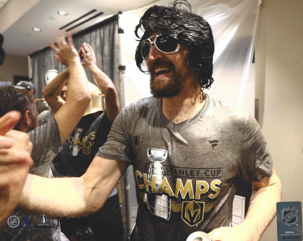 Vegas Golden Knights Stone With Elvis Hair Wig 8x10 Photo