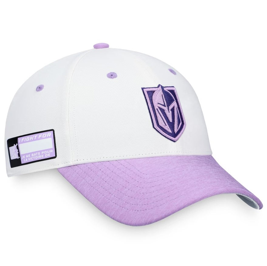 Vegas Golden Knights 2022 Hockey Fights Cancer Authentic Pro White/Purple Snapback Hat