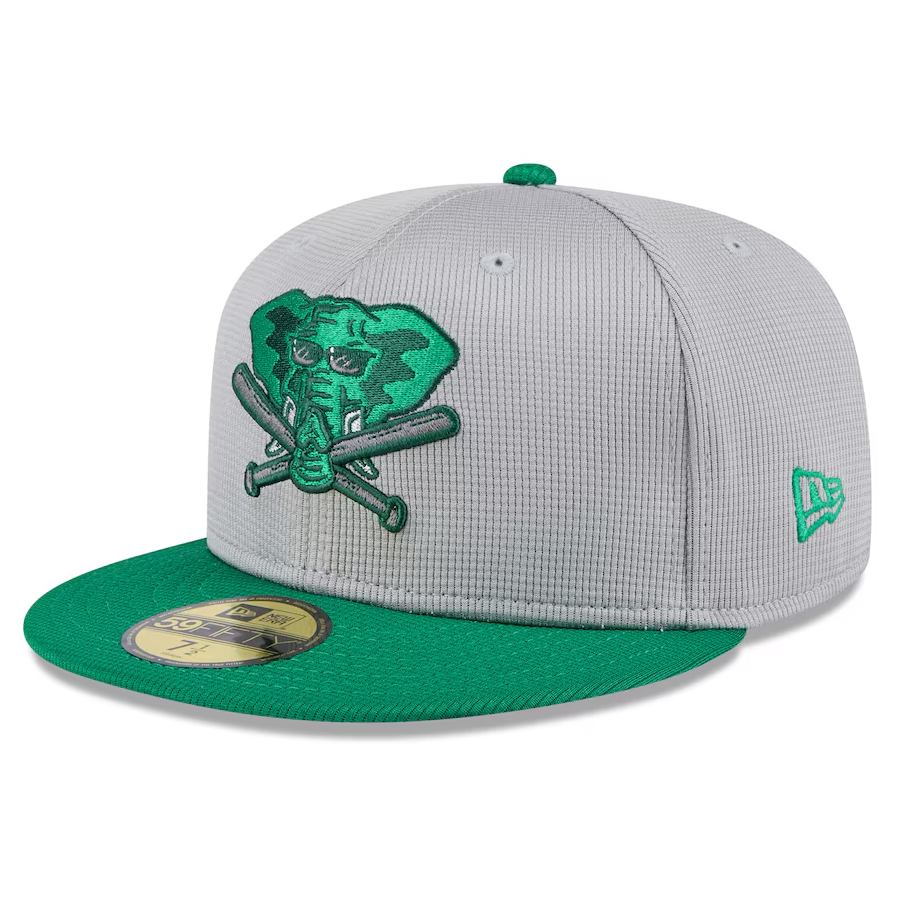Athletics 2025 Batting Practice New Era 59FIFTY Fitted Hat - Gray/Green