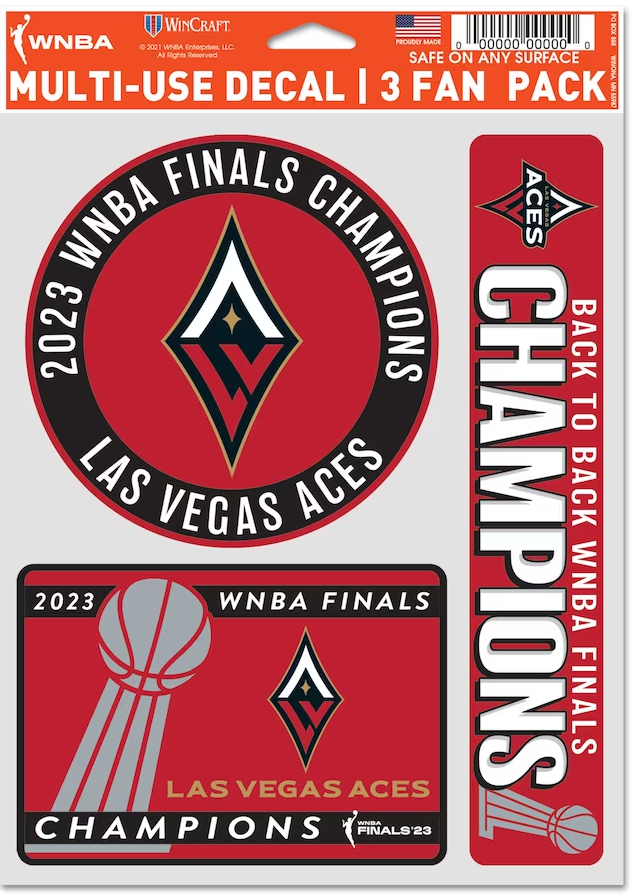 Las Vegas Aces 2023 WNBA Finals Champions 5.5'' x 7.75'' Three-Pack Fan Decal Set