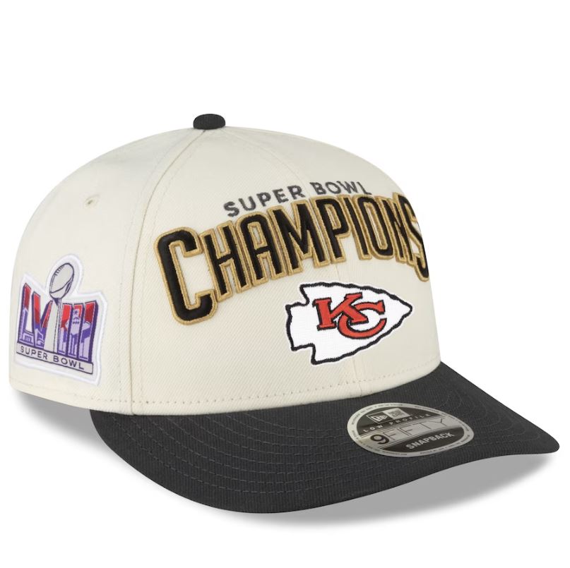 Kansas City Chiefs New Era Super Bowl LVIII Champions Locker Room Low Profile 9FIFTY Adjustable Hat - Cream/Black