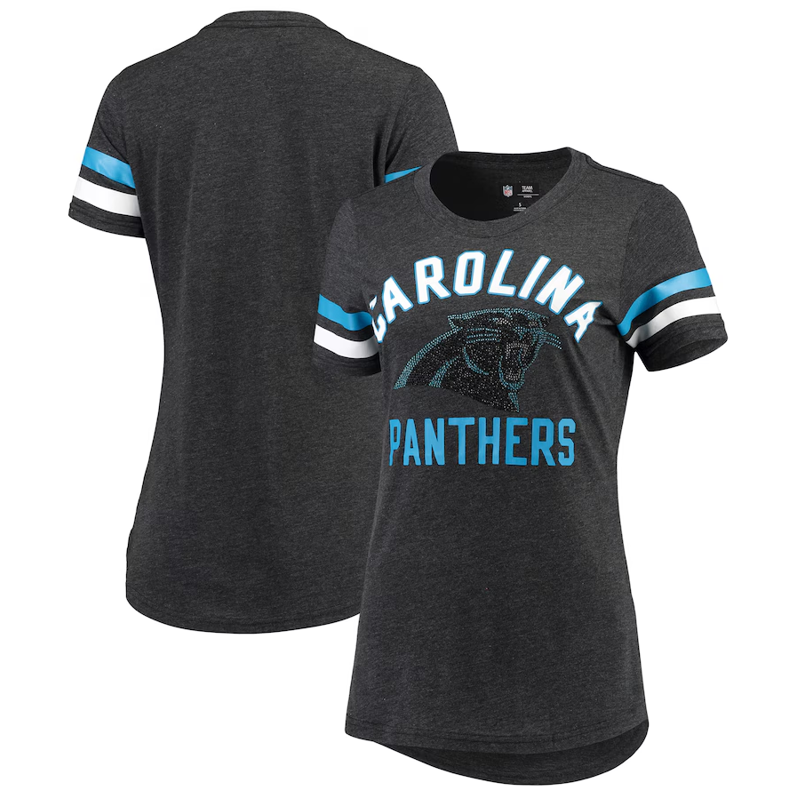 Carolina Panthers Women's Rhinestone Logo T-Shirt - Gray