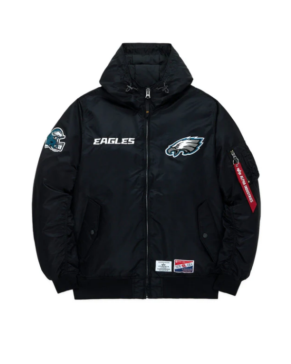 Philadelphia Eagles Men's Alpha Industries x New Era L-2B Bomber Zip-up Jacket - Black ***